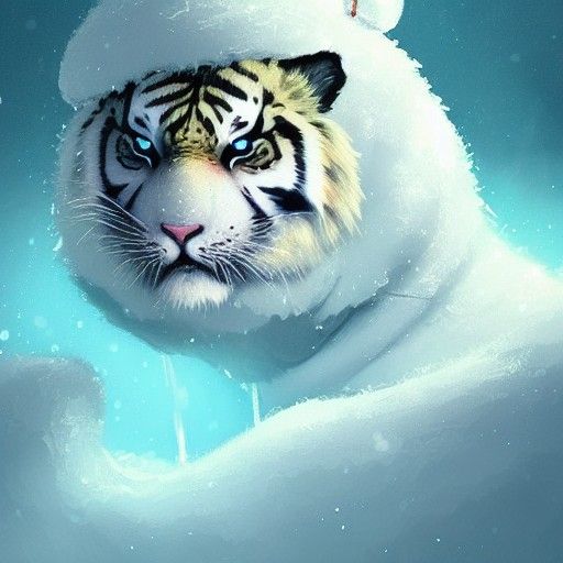 Cute snow tiger