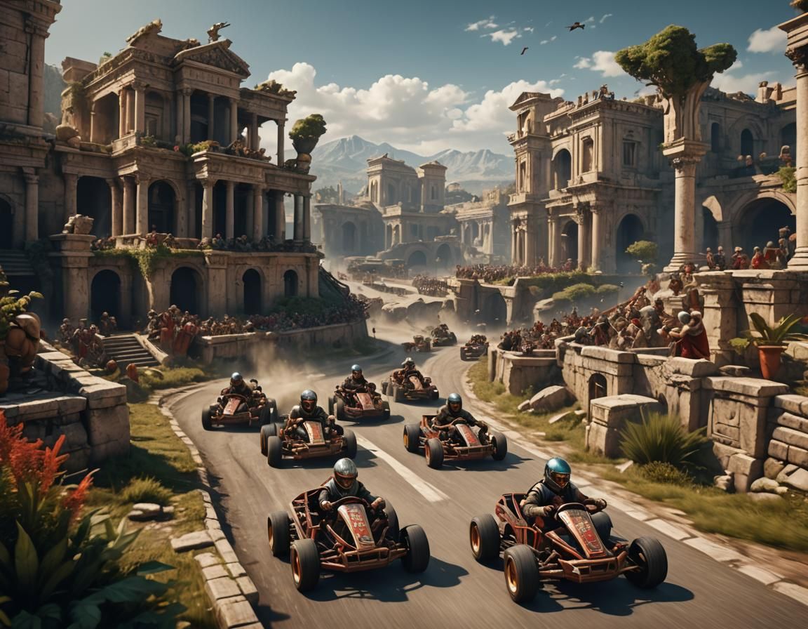 Ancient Romans racing in go-karts  by @Grumpy Frank