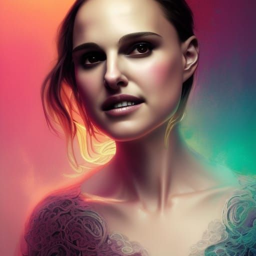 Beautiful Smiling Natalie Portman Goth Princess Lace Body Po...