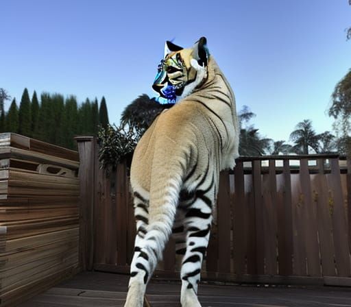 "Beautiful voluptuous woman with white tiger lioness charact...