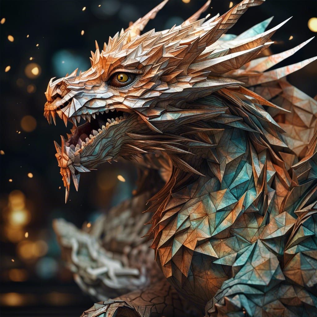 Origami Dragon Statue - AI Generated Artwork - NightCafe Creator