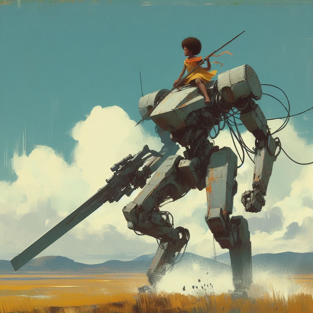 Little girl and her robot