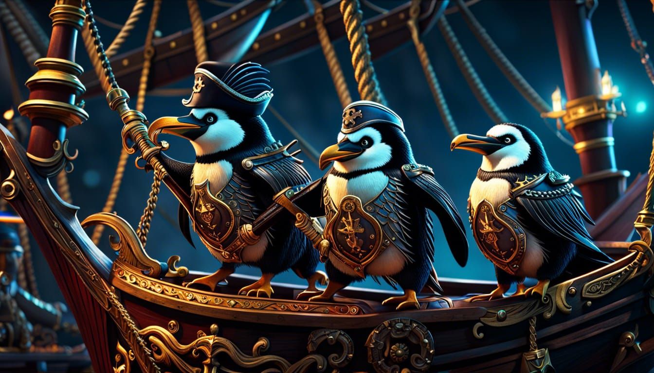 Penguin Pirates Setting up for Battle  by @ThugCTC