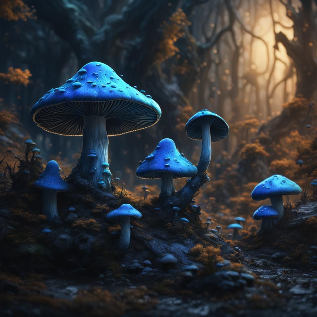 Blue Shrooms - AI Generated Artwork - NightCafe Creator