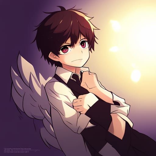 a smart and serious angel boy