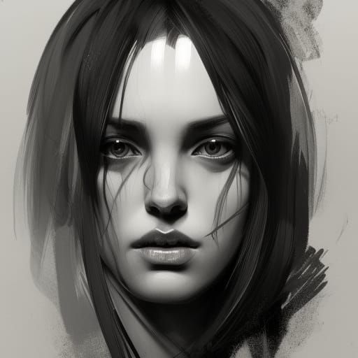 Black and white sketch of a woman - AI Generated Artwork - NightCafe ...