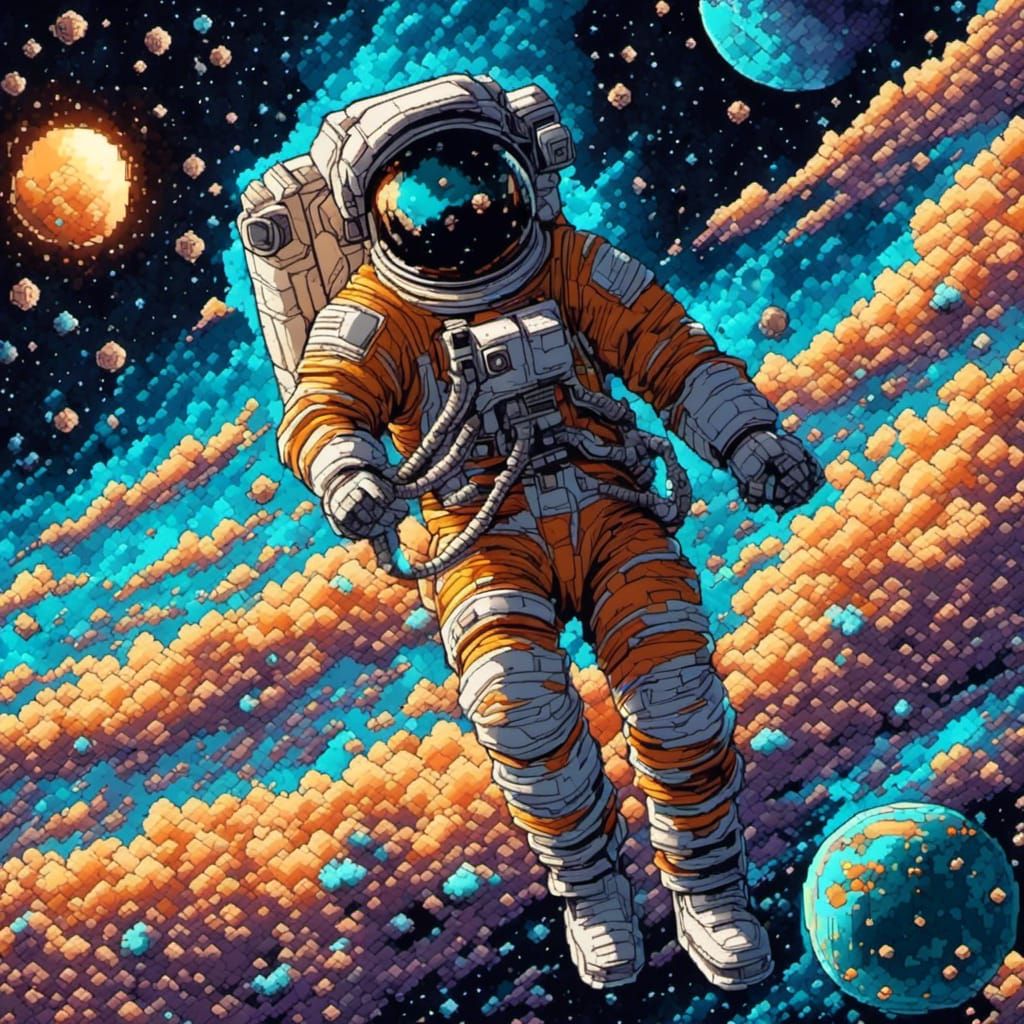 coffee cup in zero gravity coffee drifts about<lora:Coffee Pixel Craft:1.0> <lora:Caffeinated Cosmic:0.5> 8bit Ultrafine Pixel art