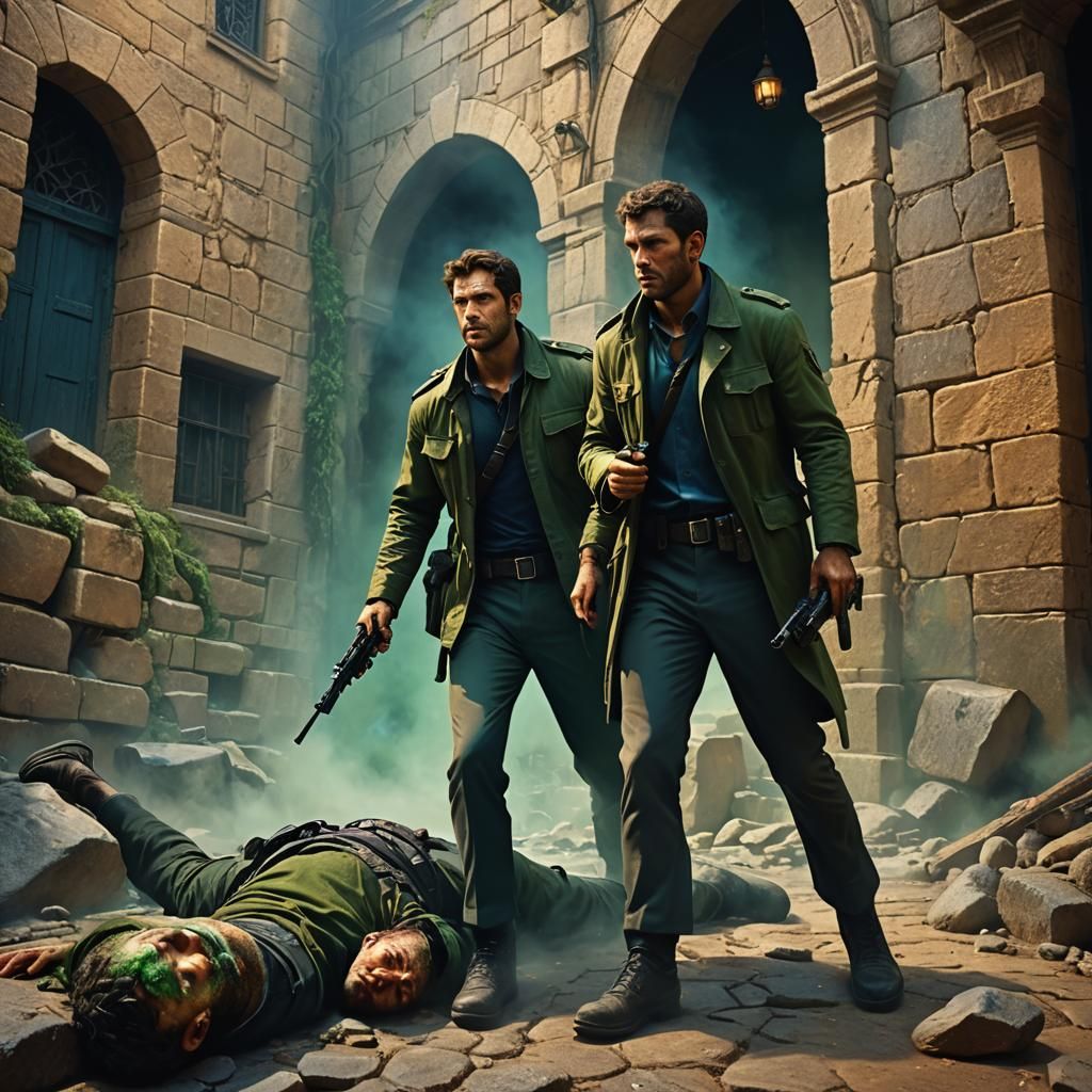 Israeli Agent Tends to Wounded Friend: Artstation Concept