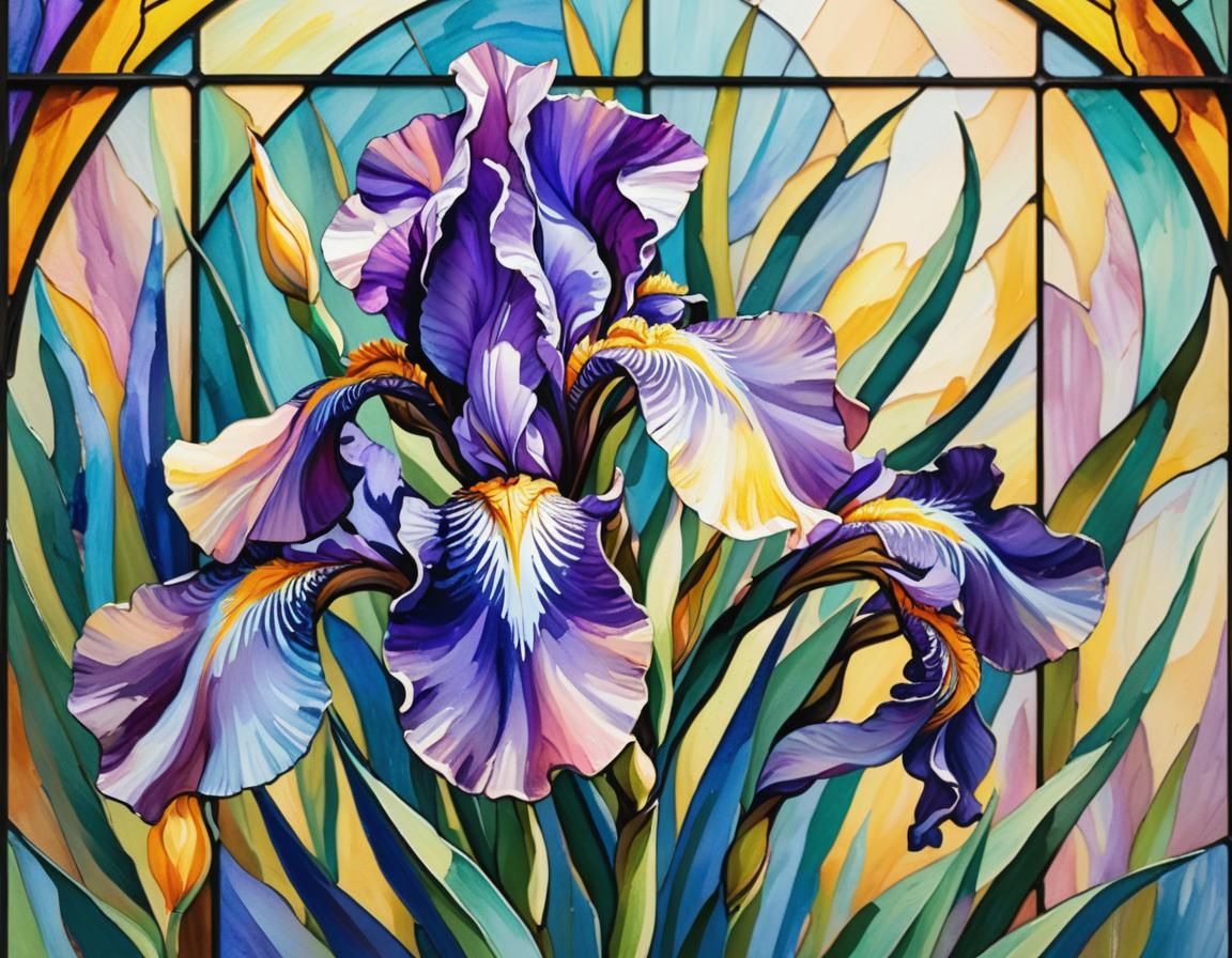 Iris in stained glass