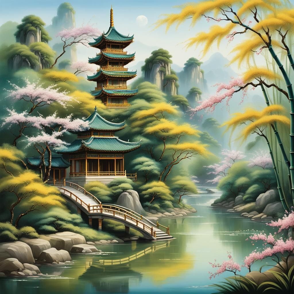 A flowing landscape imbued with tranquility