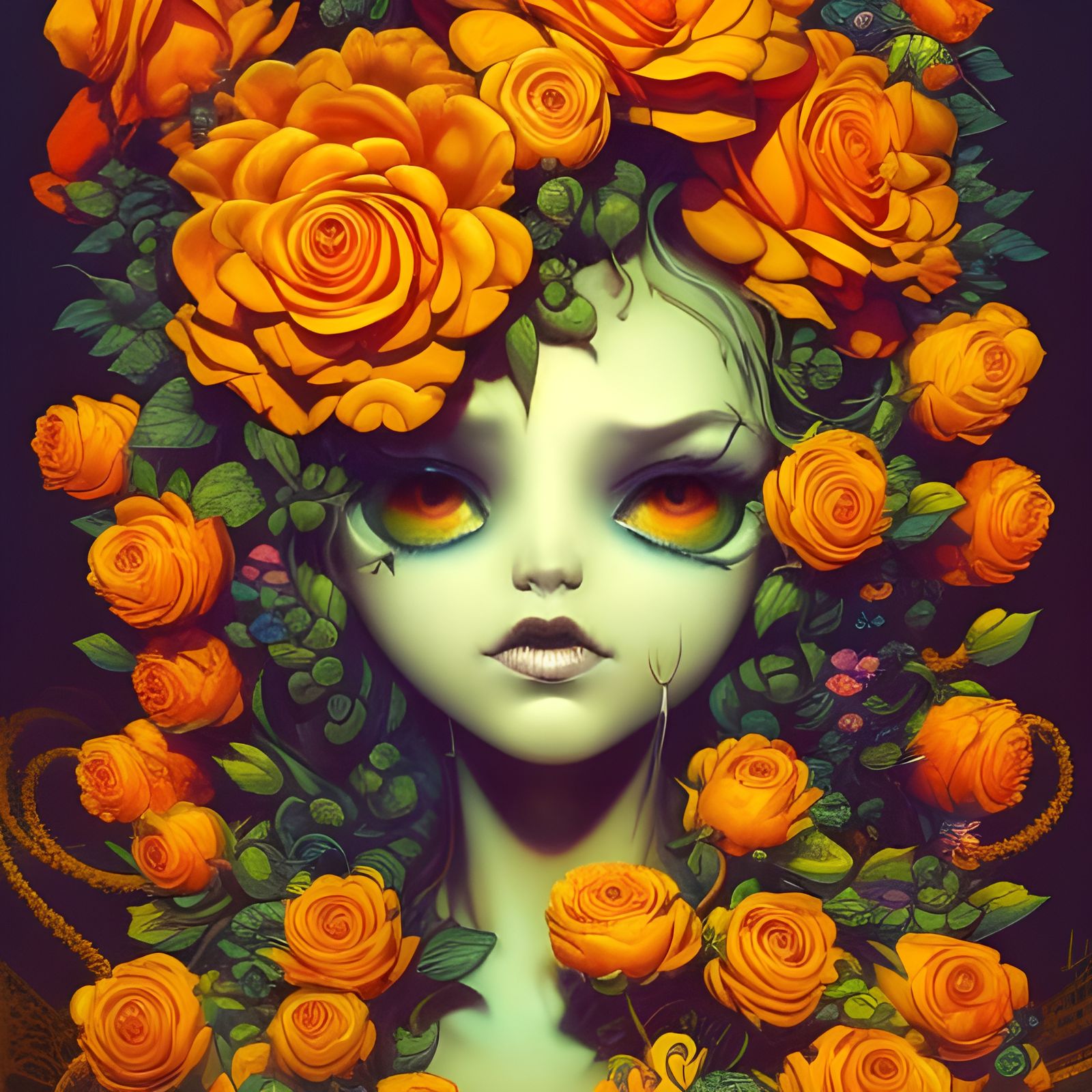 Yellow Orange Rose Flower - AI Generated Artwork - NightCafe Creator