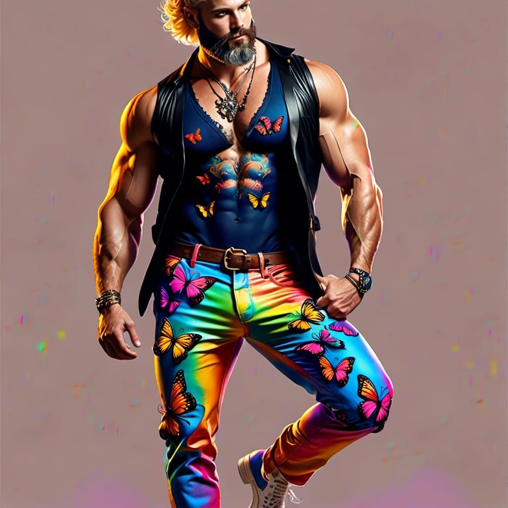 Handsome man with butterfly cloths