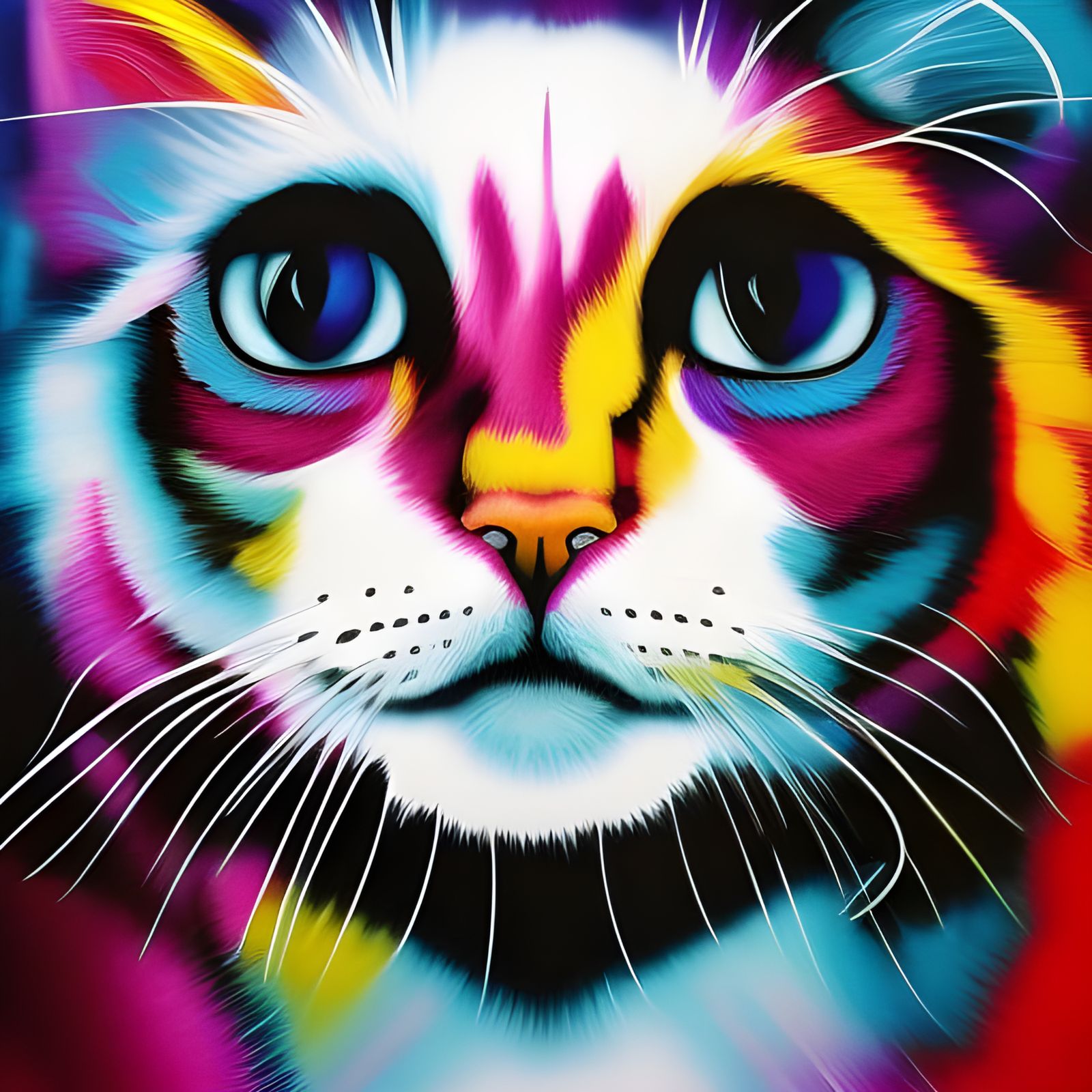 abstract ugly cat psychedelic art pop art modern European ink painting ...