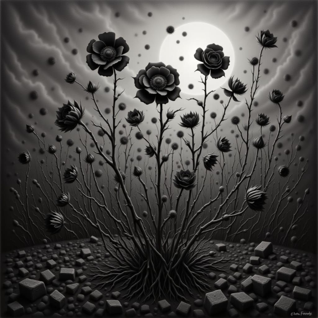 <lora:Grim Flowers:1.0>  Grimm flowers bloom into chilling tales