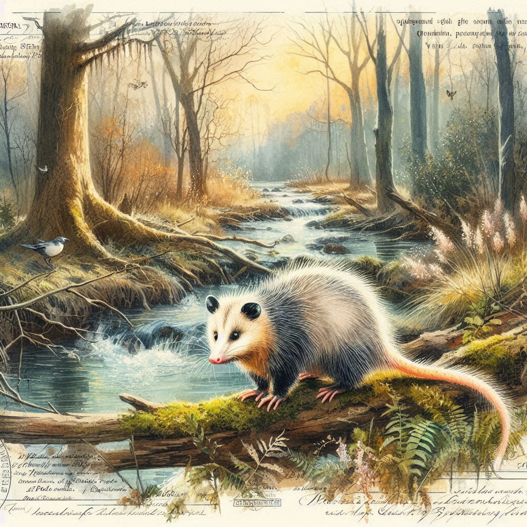 Virginia Opossum - Open Woodlands with Streams