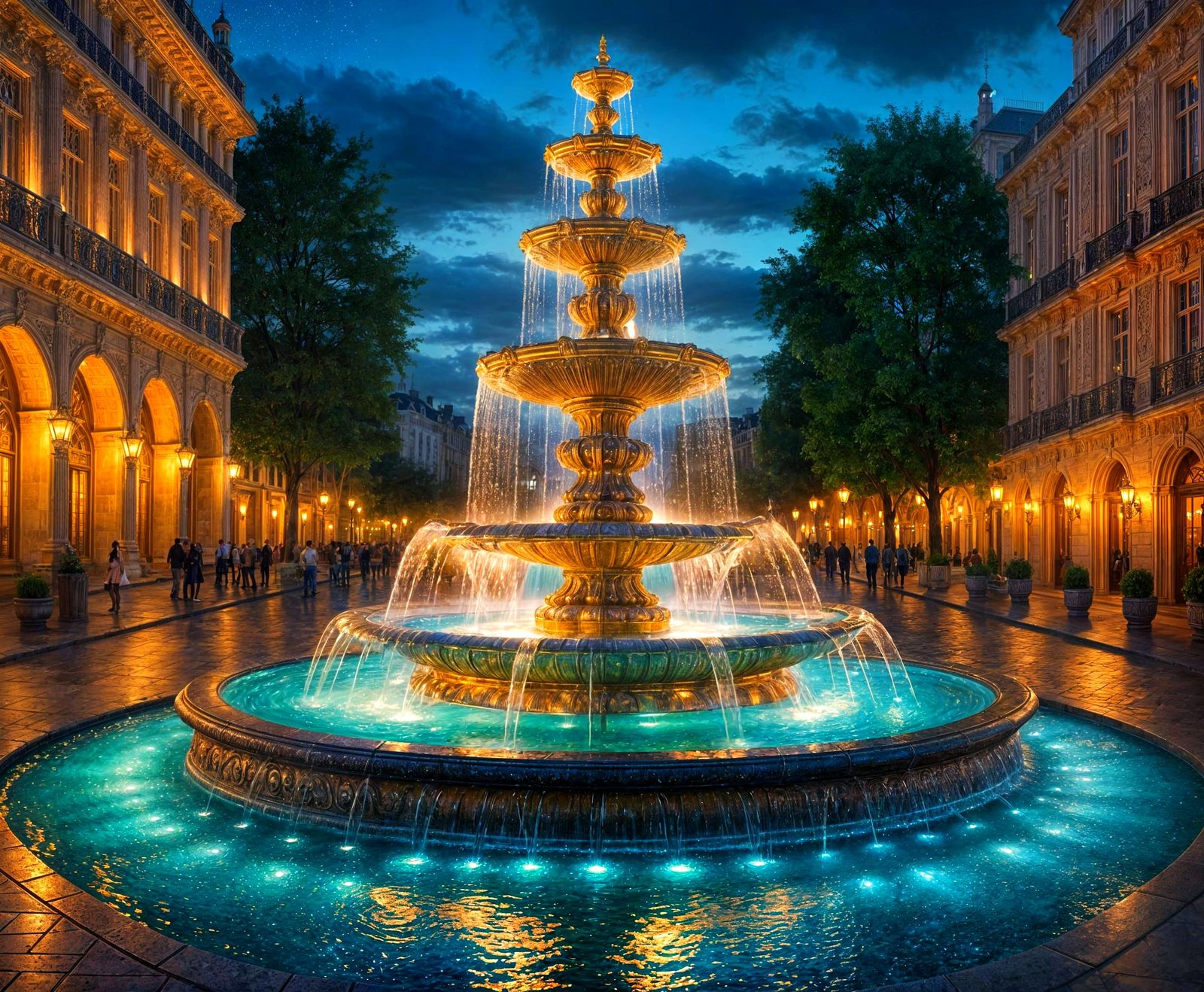 Brilliant Crystal Fountain with Colorful Lights