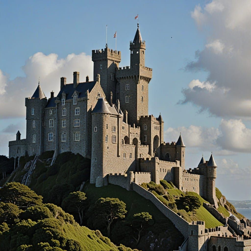 close shot of hyper-realistic castle at St Michael's Mount, Cornwall