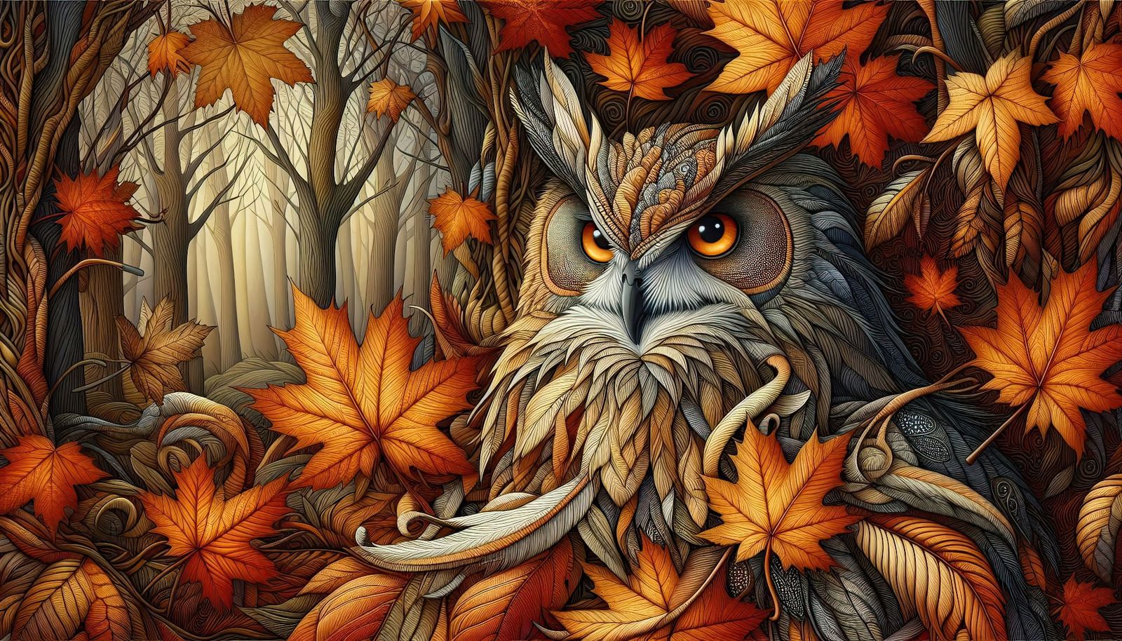 The Autumn Leaves Owl