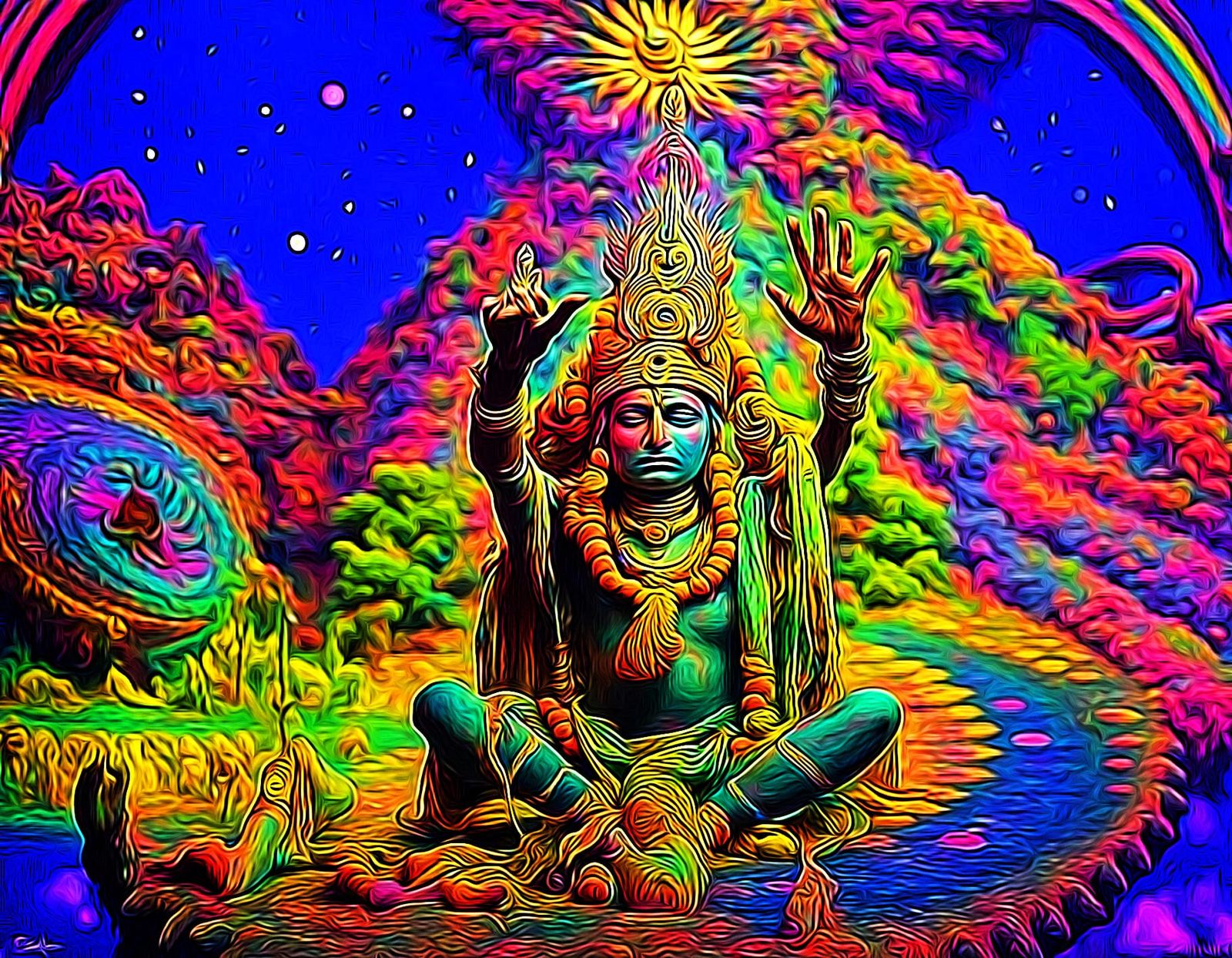 Psychedelic Vapor wave neon landscapes