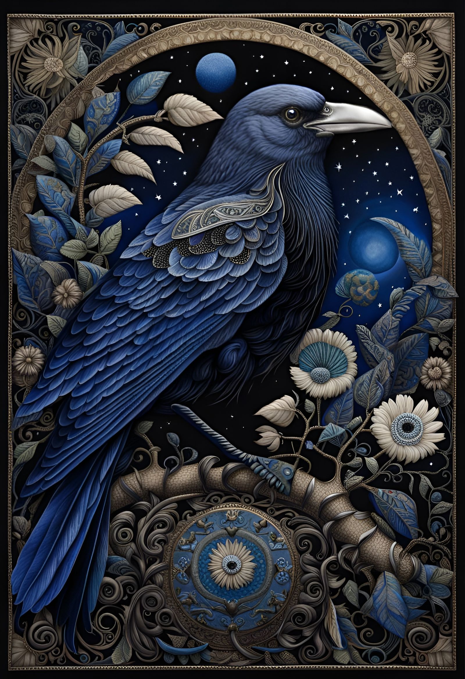 Midnight Blue Raven