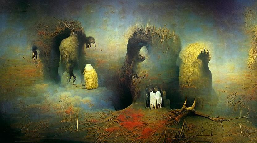 Where the wild things are, in the style of Zdzisław Beksiński - AI ...