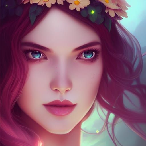 Daisy queen, by Charlie Bowater, by Ross Tran, WLOP, Artgerm...