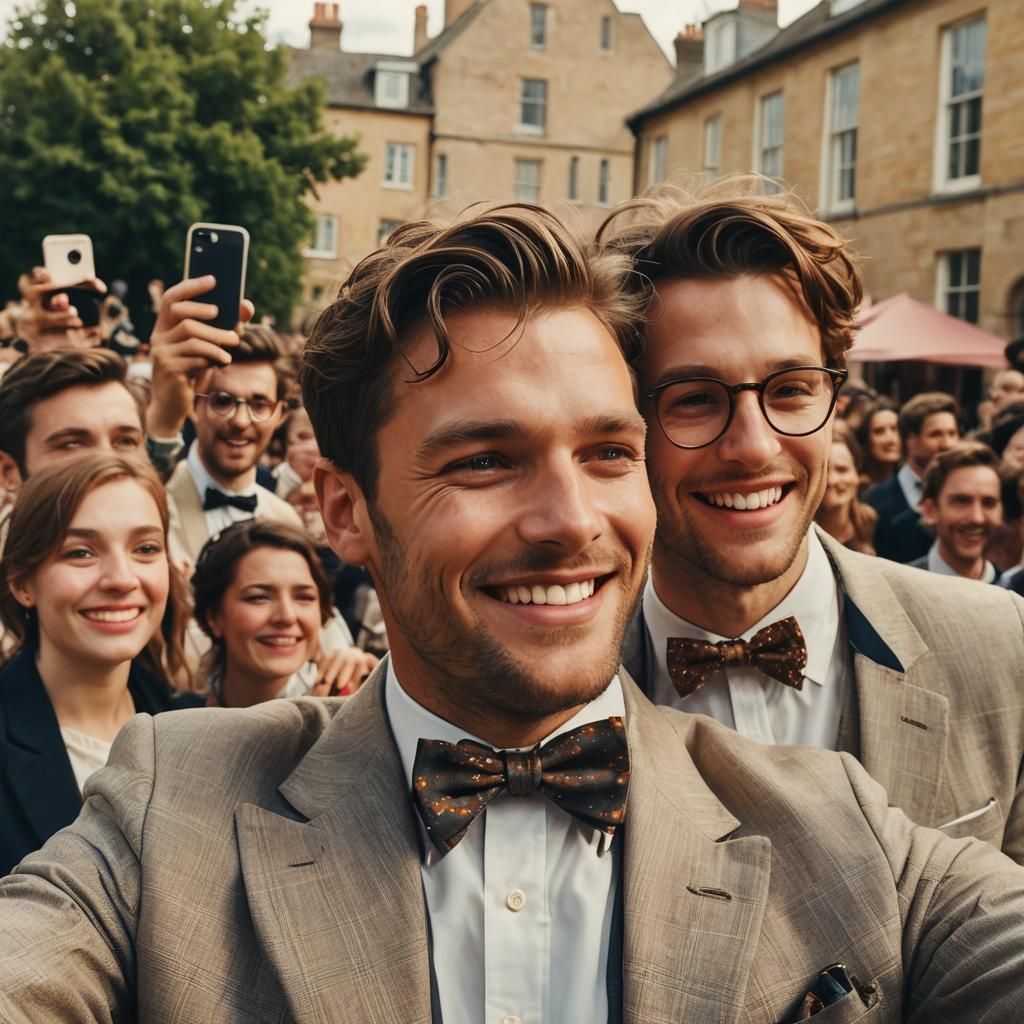 Warm Selfie with Photobomb in Cinematic Style