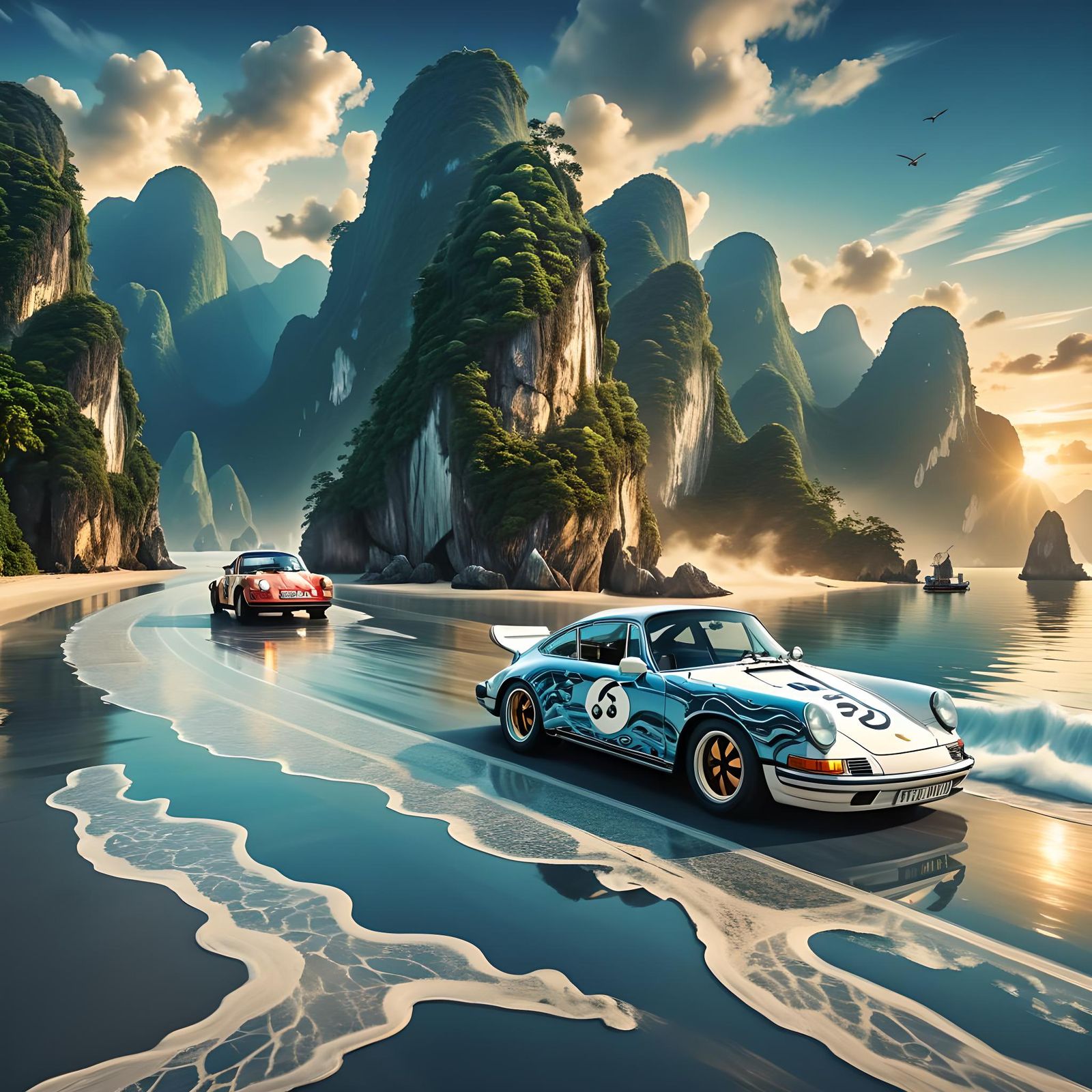 Road trip on the beach