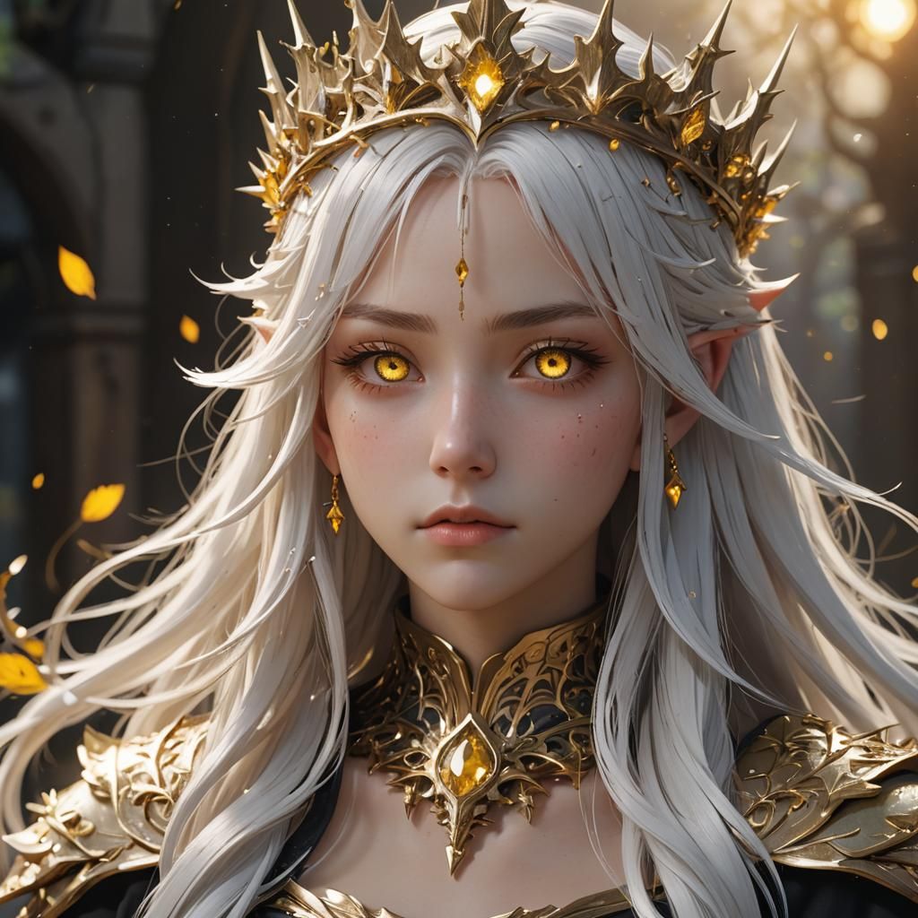 Anime Girl with Thorn Crown in 3D