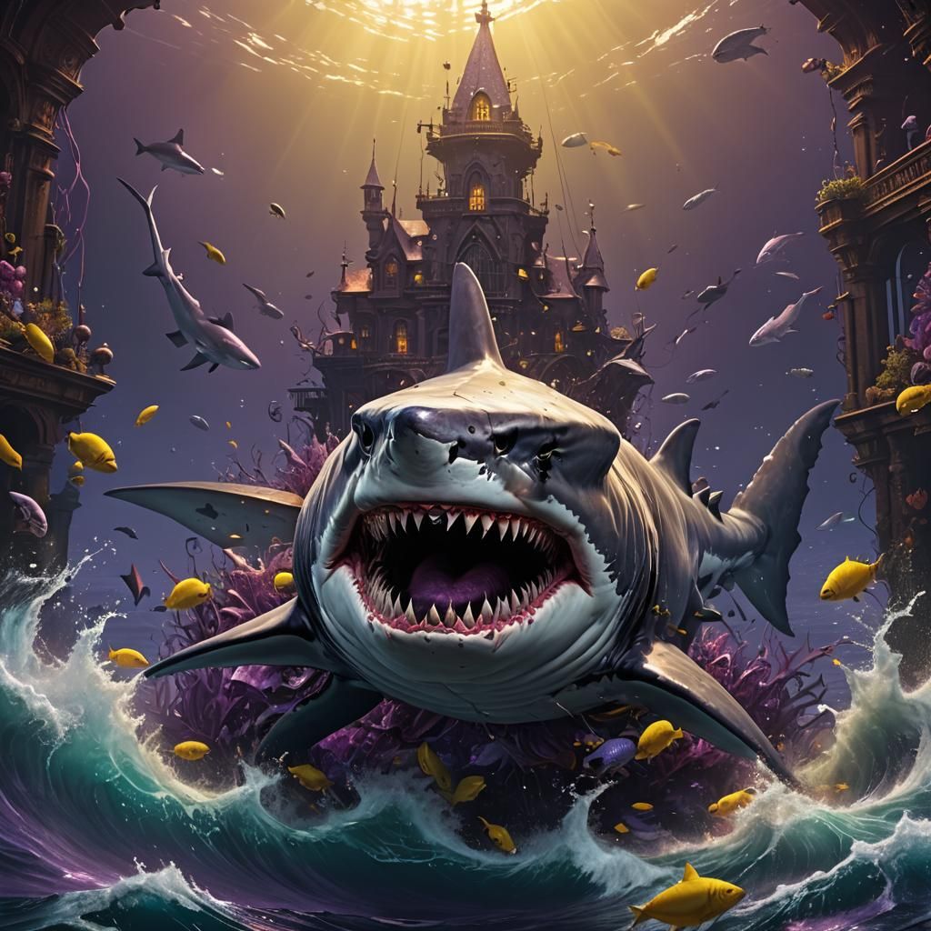 Creepy shark in the ocean