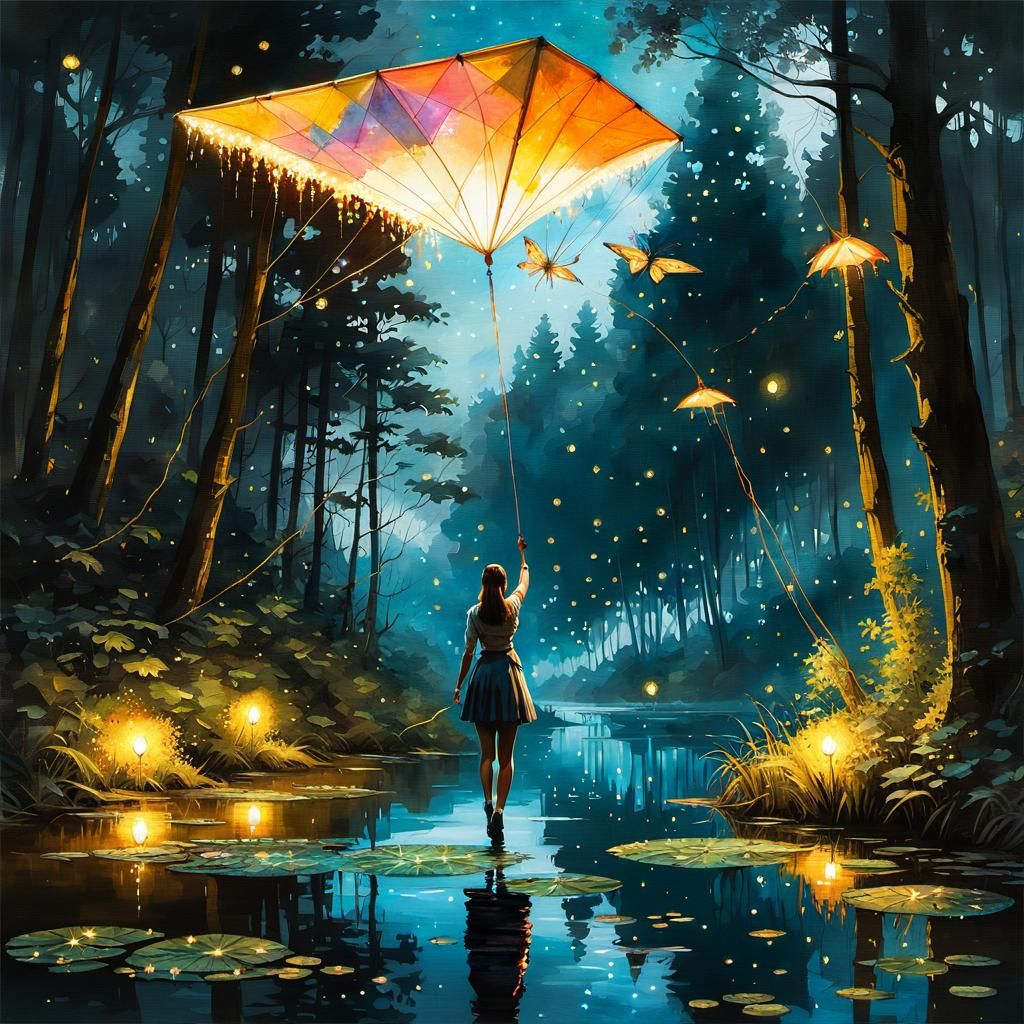 A Girl Holding a Kite  by @Billy