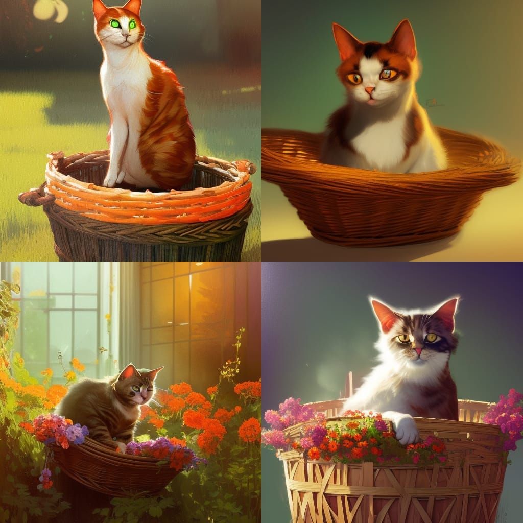 A cat in a pick nick basket