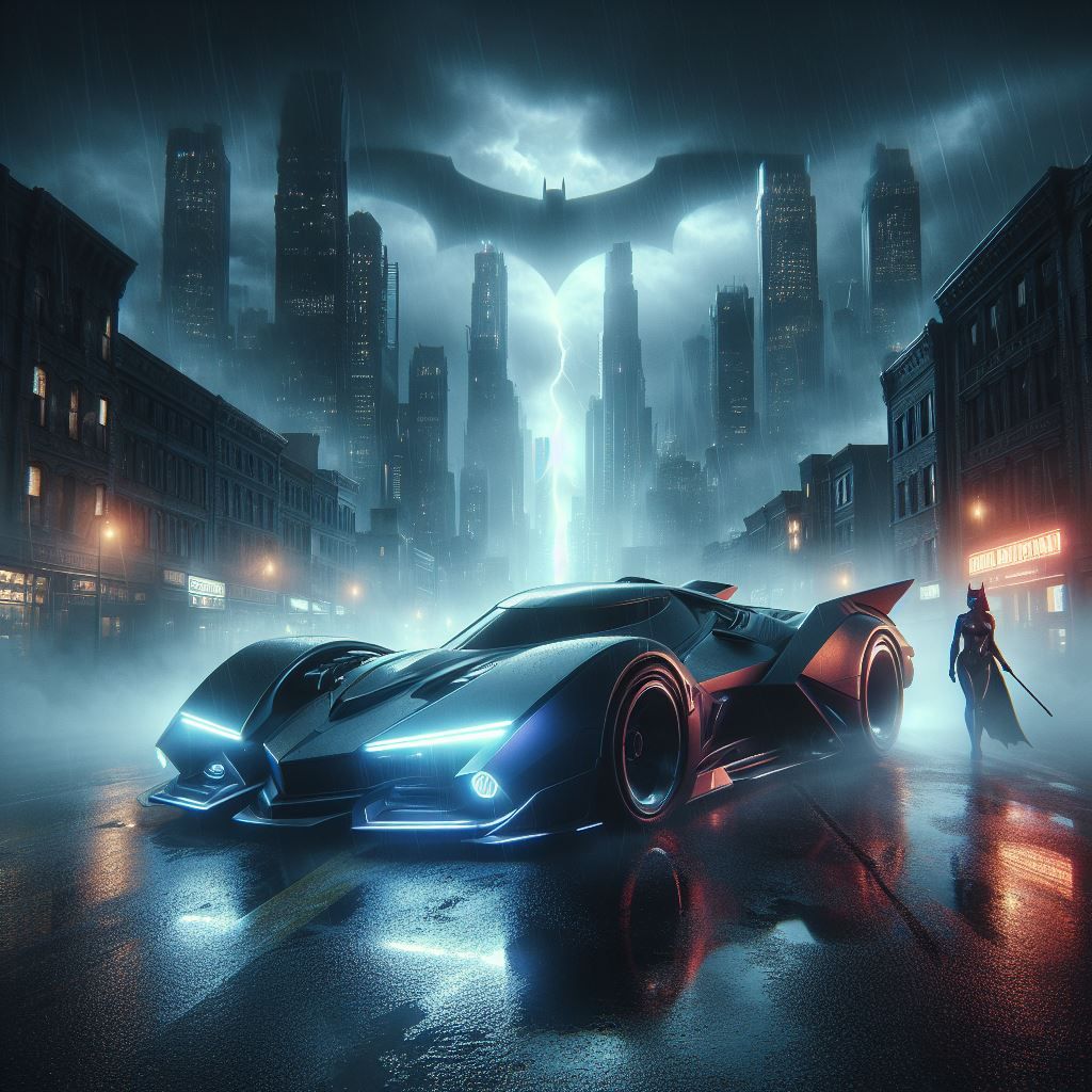 Batmobile and Catwoman