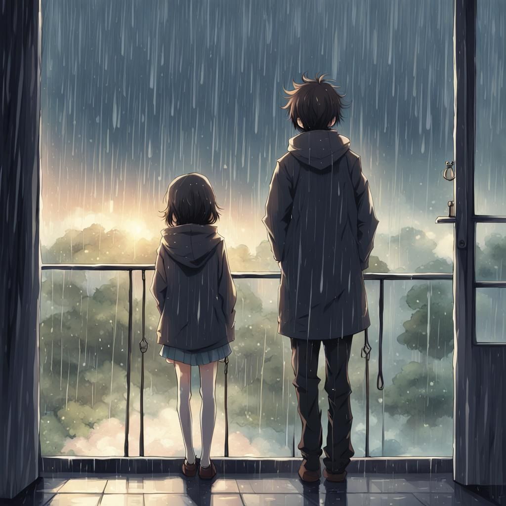 Sad Girl Watching Boy Walk Away: Anime Style
