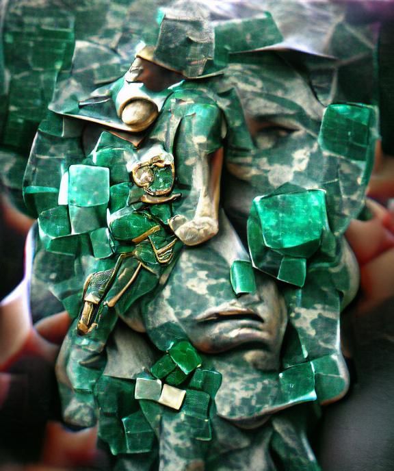 Soldier made of emerald and old sorrows