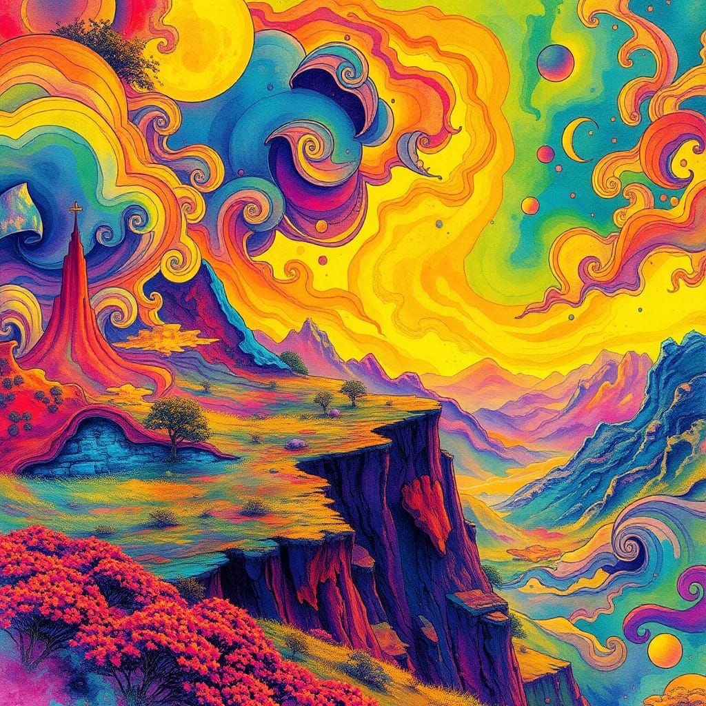 Fluorescent pop art landscape