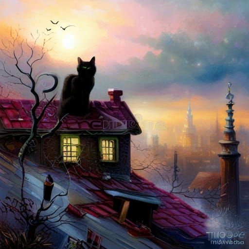 Victorian Slum Cat in Ethereal Fantasy Style
