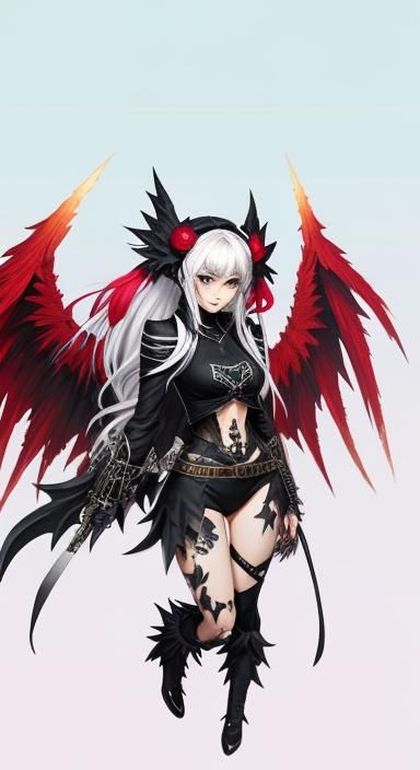 Light hot girl style fallen angel monster character(characte...