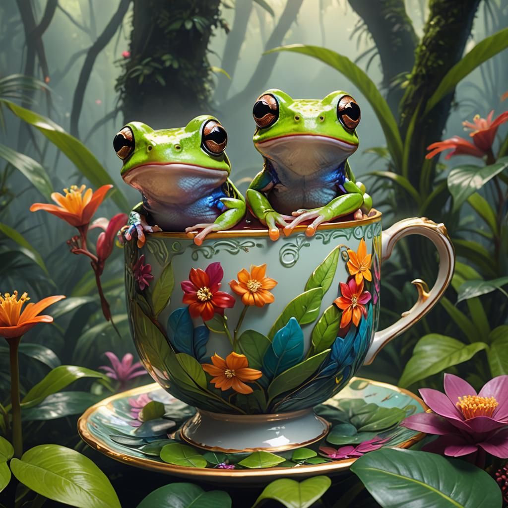 Two Little Frogs. - AI Generated Artwork - NightCafe Creator