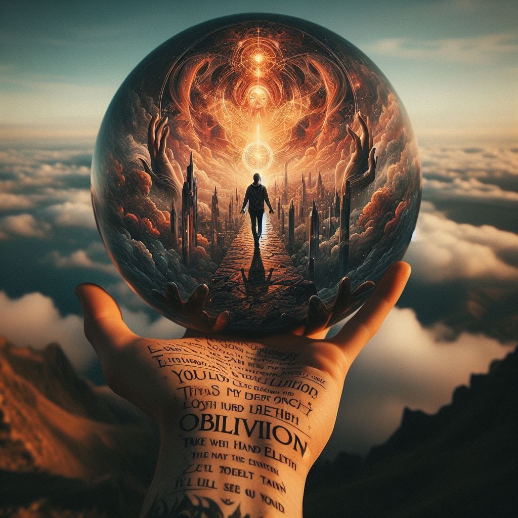 Walk with me to the edge, Take my hand, oblivion