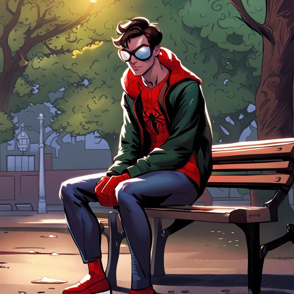 Peter B Parker from Into the Spiderverse with his mask off w...