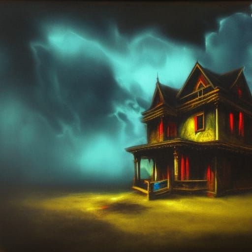 Haunted house ;

triadic colors ; light and shadows

; as pa...