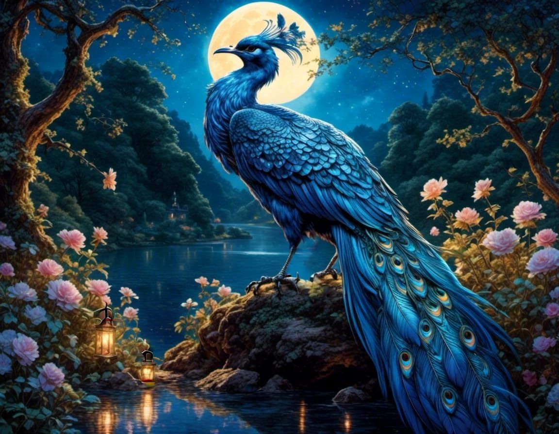 Blue Peacock  by @Mintcat