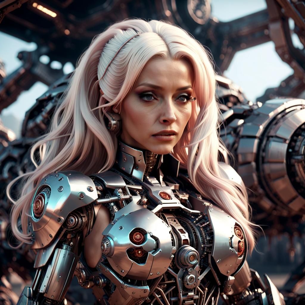 Futuristic Christina Aguilera as Cyborg in Sci-Fi Style