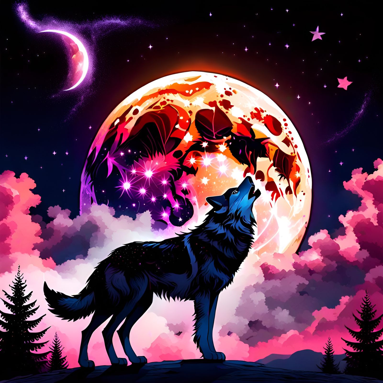 Howling at the Moon - AI Generated Artwork - NightCafe Creator