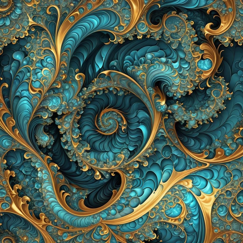 Mesmerizing Abstract Fractal Ocean Whirlpool in Vibrant Colo...