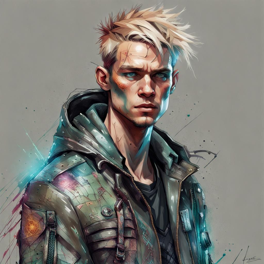 Portrait of cyberpunk guy violet 4 - AI Generated Artwork - NightCafe ...