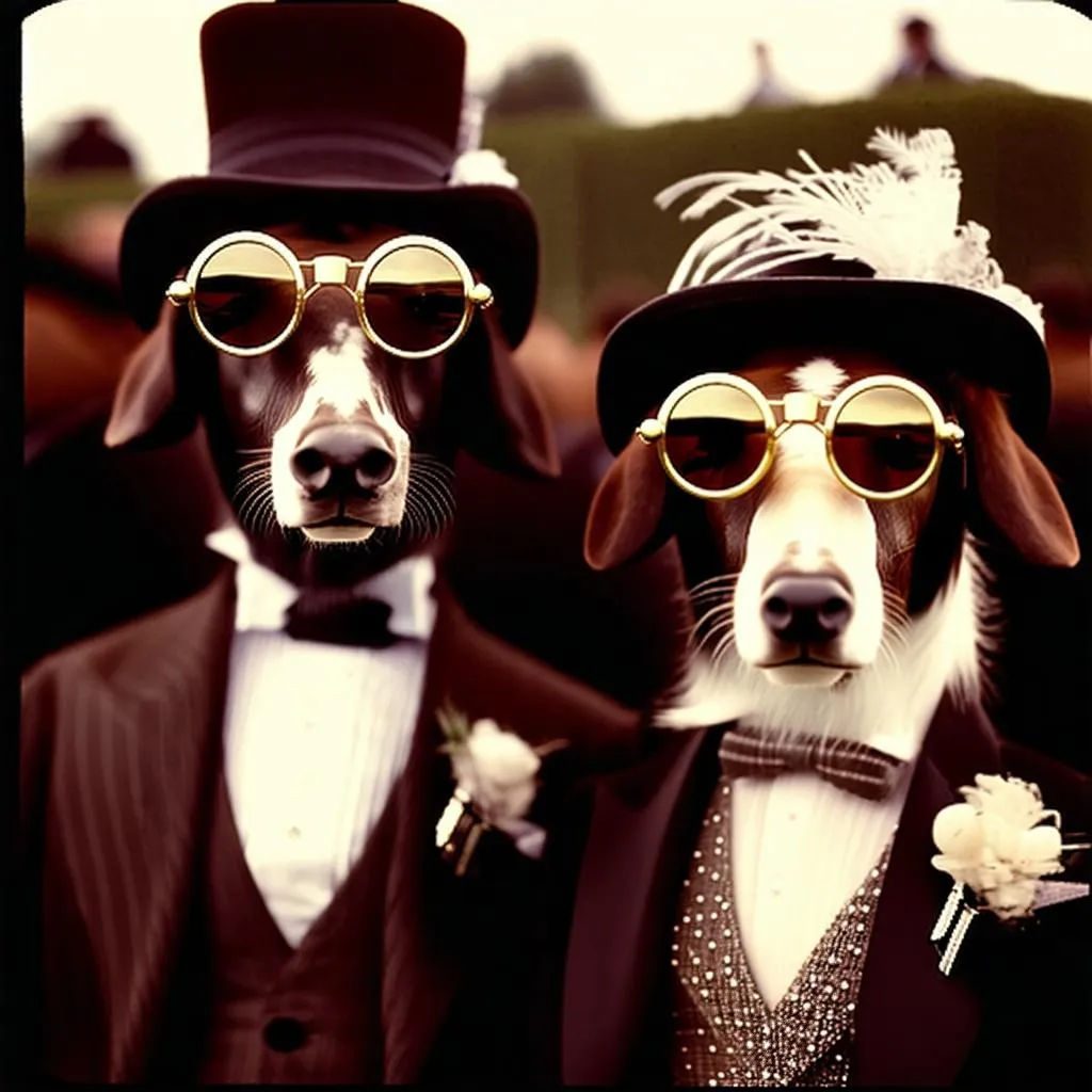 Parisian aristocratic dogs at the Longchamps races