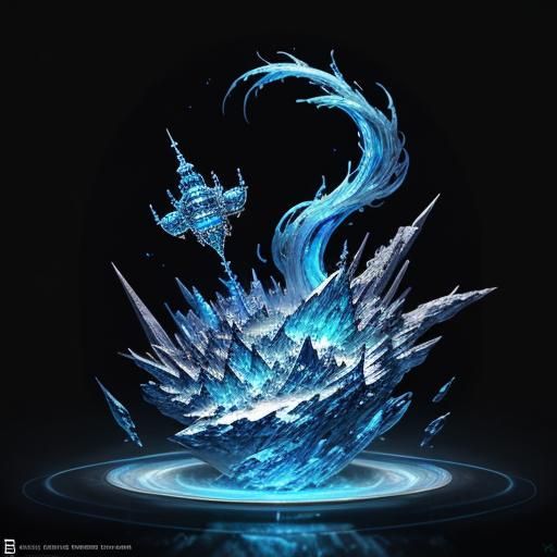 Infinite blue crystal transparent time space
