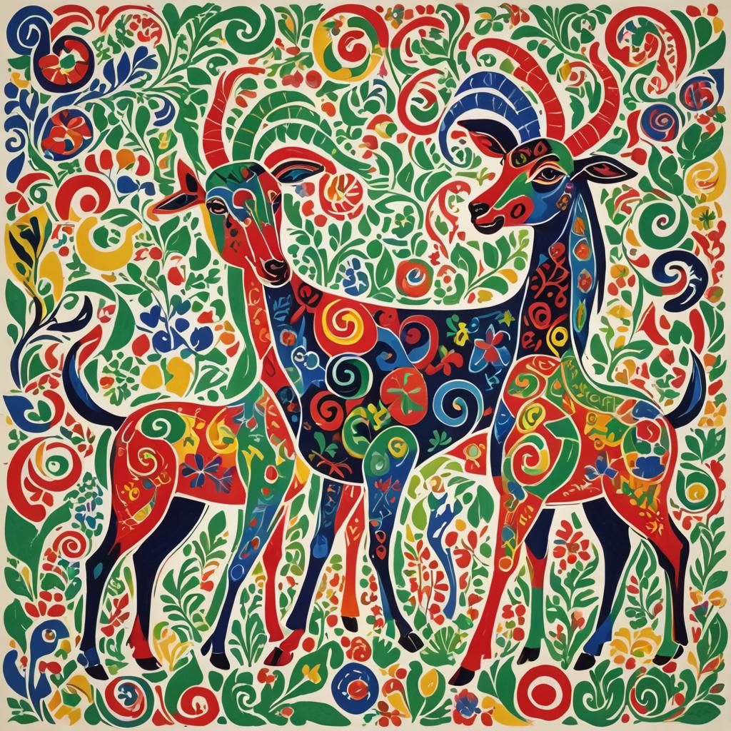 Henry Matisse’s colors, Henry Matisse’s lithograph, two symm...